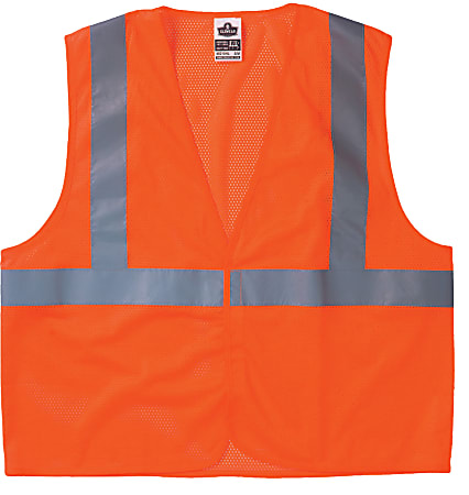 Ergodyne GloWear Safety Vests, Economy Mesh, Type-R Class 2, Small/Medium, Orange, Pack Of 6 Vests, 8210HL