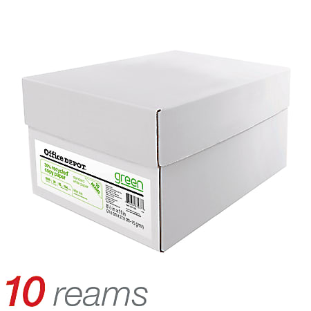Office Depot® EnviroCopy® Copy Paper, White, Letter (8.5" x 11"), 5000 Sheets Per Case, 20 Lb, 30% Recycled, FSC® Certified, 40519, Case Of 10 Reams