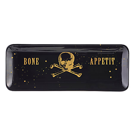 Amscan Ceramic Bone Appetit Serving Trays, 13" x 5", Black, Pack Of 2 Trays