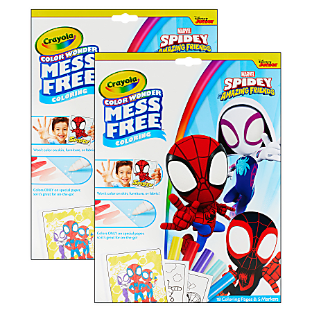 Crayola Color Wonder Coloring Pad & Markers, Spidey And His Amazing Friends, Pack Of 2 Sets