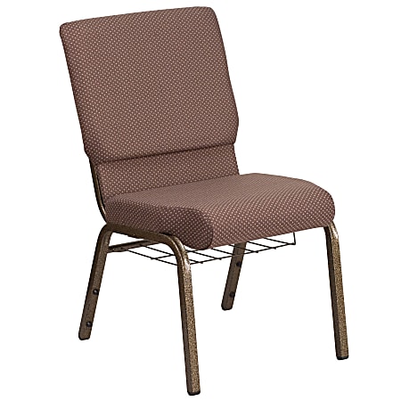 Flash Furniture HERCULES Church Chair With Book Rack, Brown Dot/Gold Vein