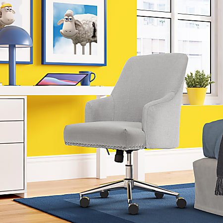 Serta® Leighton Mid-Back Office Chair, Light Gray/Chrome