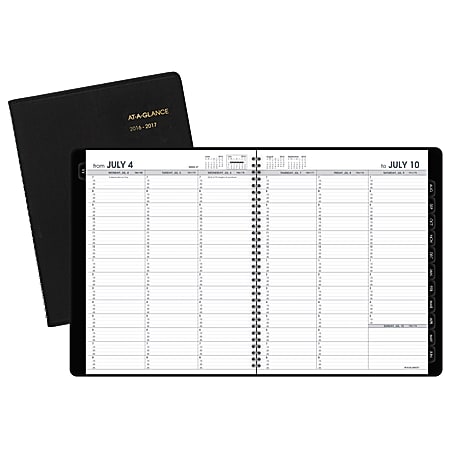 AT-A-GLANCE® 14-Month Academic Weekly Planner, 8" x 11", 30% Recycled, Black, July 2016 - August 2017