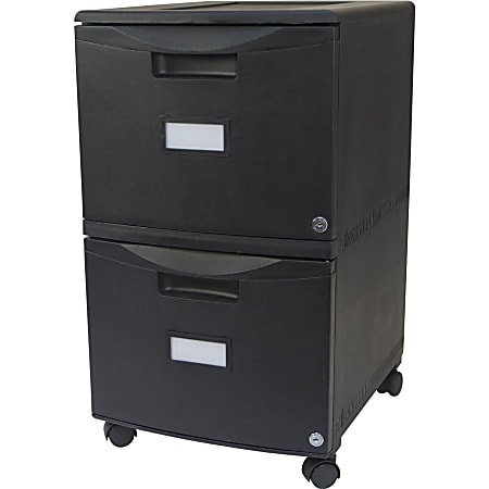 Storex 26&quot;D Vertical 2-Drawer File Cabinet, Plastic, Black