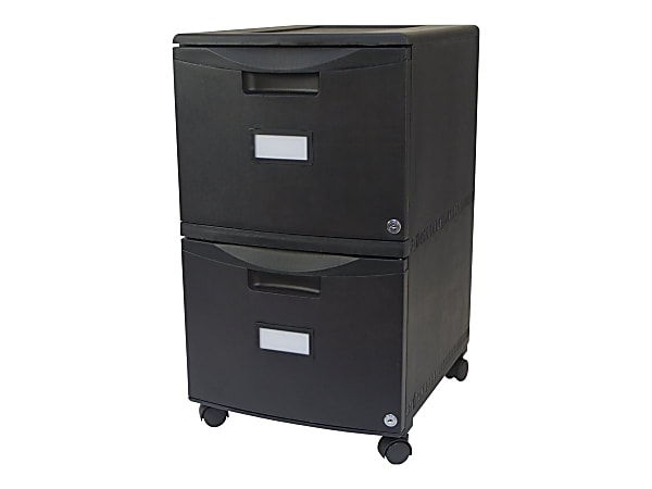 Storex 26"D Vertical 2-Drawer File Cabinet, Plastic, Black