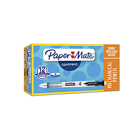 Paper Mate® Clearpoint® Mechanical Pencil, 0.5mm, #2 Lead, Black Barrel, Pack Of 12