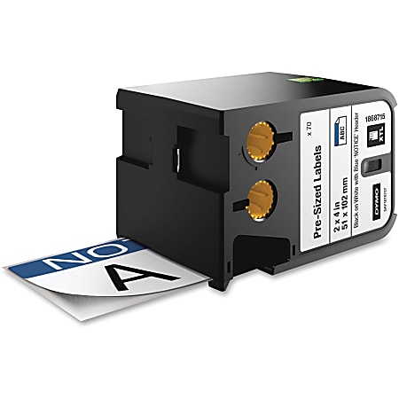 DYMO® DYMO® XTL Pre-Sized Safety Labels, DYM1868715, Permanent Adhesive,"NOTICE", 4 1/64"W x 2 1/64"L, Rectangle, Vinyl, Thermal Transfer, White/Blue