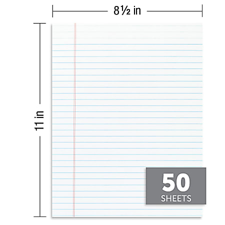 TOPS Cross Section Pad 8 12 x 11 Quadrille Rule 50 Sheets White PaperBlue  Ink - Office Depot