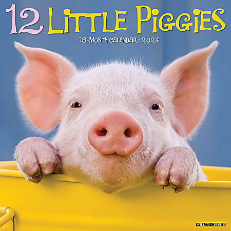 2024 Willlow Creek Press Animals Monthly Wall Calendar, 12" x 12", 12 Little Piggies, January To December
