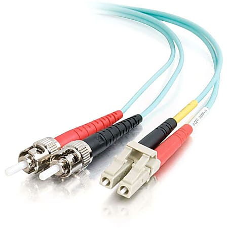 C2G-3m LC-ST 10Gb 50/125 OM3 Duplex Multimode PVC Fiber Optic Cable (LSZH) - Aqua - Fiber Optic for Network Device - LC Male - ST Male - 10Gb - 50/125 - Duplex Multimode - OM3 - 10GBase-SR, 10GBase-LRM - LSZH - 3m - Aqua"