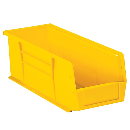 Partners Brand Plastic Stack & Hang Bin Boxes, Small Size, 10 7/8" x 4 1/8" x 4", Yellow, Pack Of 12