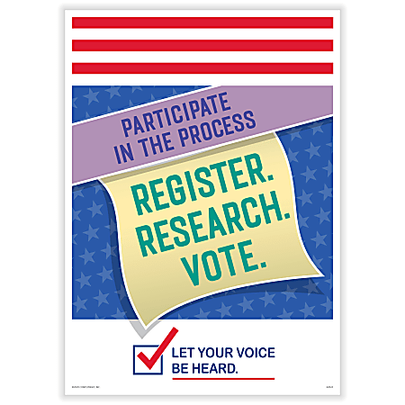 ComplyRight™ Get Out The Vote Posters, Participate In The Process, English, 10" x 14", Pack Of 3 Posters