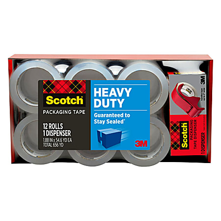 Scotch® Heavy-Duty Shipping Packing Tape With Dispenser, 1-7/8" x 54.6 Yd., Pack Of 12 Rolls