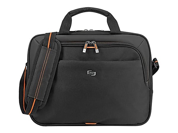 Solo New York Ace Slim Briefcase For 15.6" Laptops, Black/Orange