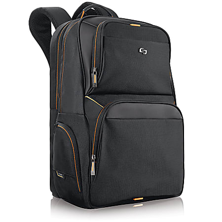 Solo New York Everyday Backpack with 17.3" Laptop Compartment, Black/Orange