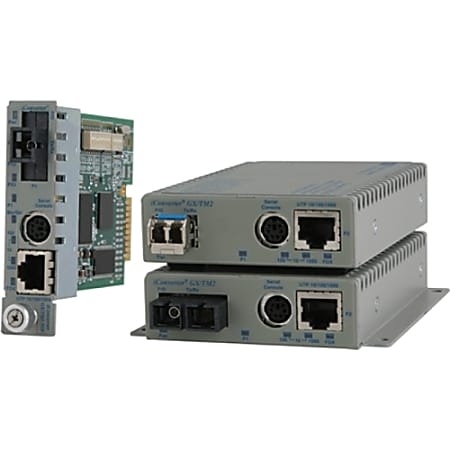 Omnitron Systems 10/100/1000BASE-T UTP to 1000BASE-X Media Converter and Network Interface Device - 1 x Network (RJ-45) - 1 x LC Ports - DuplexLC Port - Management Port - 10/100/1000Base-T, 1000Base-X - 1804.46 ft - Desktop, Wall Mountable, Rail-mountable