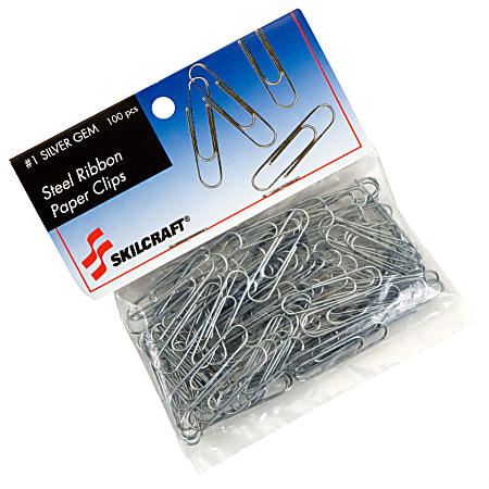 SKILCRAFT® Paper Clips, Bag Of 100, 90% Recycled, Silver (AbilityOne 7510-01 467-6738)
