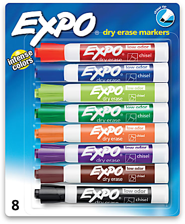 EXPO® Low-Odor Dry-Erase Markers, Chisel Point, Assorted Intense
