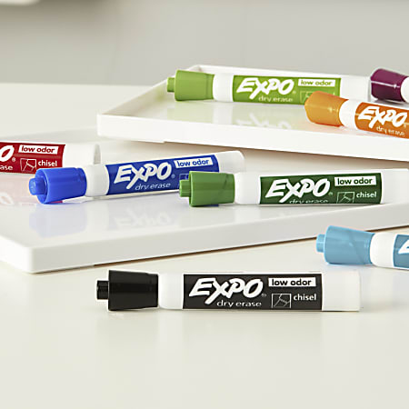 EXPO Vis A Vis Wet Erase Markers Fine Point White Barrels Assorted Ink  Colors Pack Of 8 Markers - Office Depot