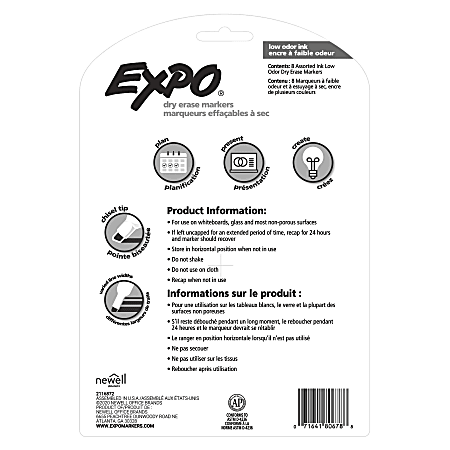 EXPO Low Odor Dry Erase Markers Chisel Point Assorted Colors Pack Of 12 -  Office Depot