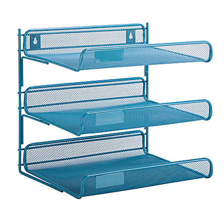 Honey-Can-Do 3-Tier Mesh Desk Organizer, 13.25 in L x 10.75 in W, and at 12.5 in H, Blue