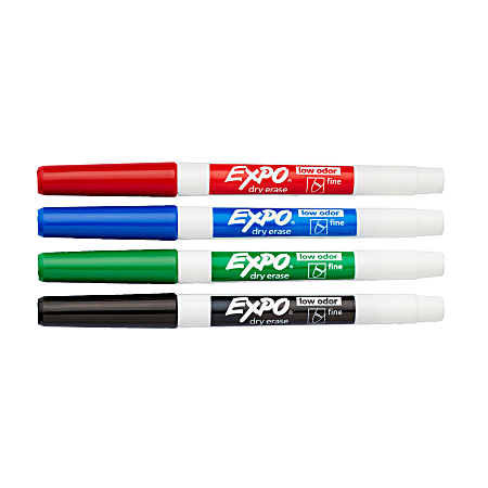  EXPO Low Odor Dry Erase Markers, Fine Point, Black, 4-Count :  Office Products