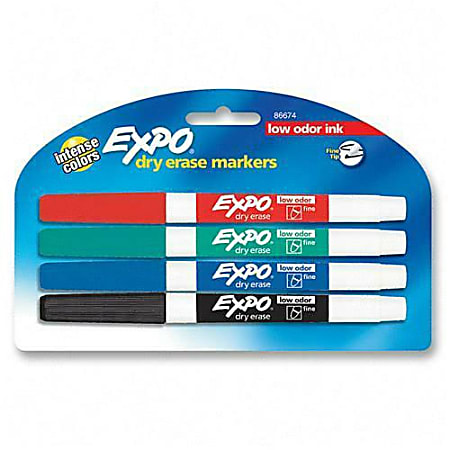 EXPO Low Odor Dry Erase Markers Ultra Fine Point Assorted Colors Pack Of 4  - Office Depot