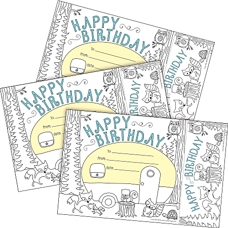 Barker Creek Color Me! Awards & Bookmarks Set, 8-1/2" x 5-1/2", Happy Birthday, Set Of 90 Awards