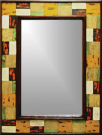 PTM Images Framed Mirror, Brickwork Wood, 42 1/2"H x 30 1/2"W, Multicolor