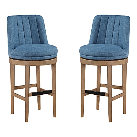 Office Star Rowan Counter Height Spindle Stools, Navy/Medium Oak, Set Of 2 Stools