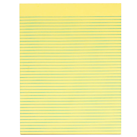 TOPS® Second Nature® 50% Recycled Glue-Top Writing Pads, 8 1/2" x 11", Narrow Ruled, 50 Sheets, Canary, Pack Of 12 Pads