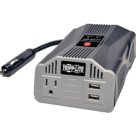 Eaton Tripp Lite Series Ultra-Compact Car Inverter 200W 12V DC to 120V AC 2 USB Charging Ports 1 Outlet - PV200USB
