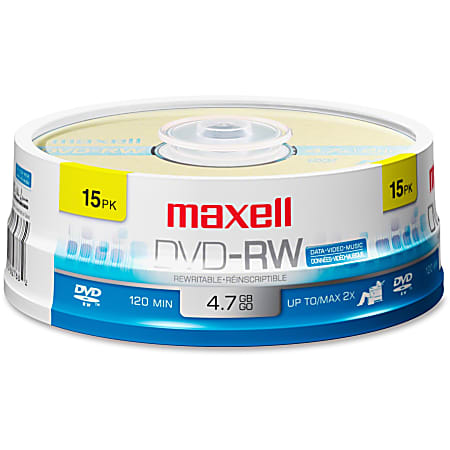 Maxell® DVD-RW Rewritable Media Discs, 4.7GB/120-Minute, Pack Of 15