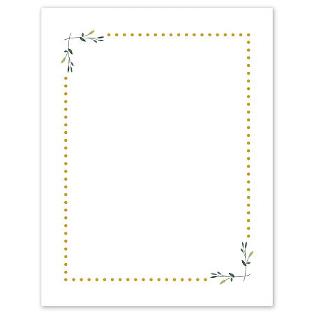 Avery® Printable Cards, S00-DPH-PRMWC10, Rectangle, 8-1/2" x 11", Matte White, Preprinted Green Florals with Gold Dots Design, Pack Of 10
