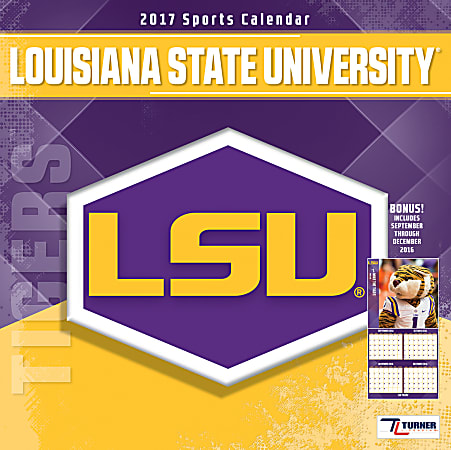Turner Licensing® Team Wall Calendar, 12" x 12", LSU Tigers, January to December 2017