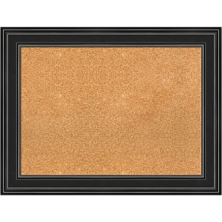 Amanti Art Non-Magnetic Cork Bulletin Board, 34" x 26", Natural, Ridge Black Plastic Frame