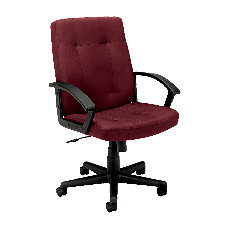 basyx by HON® VL602 Mid-Back Executive Chair, 41 1/2"H x 27"W x 27 1/2"D, Black Frame, Burgundy Fabric