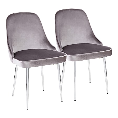 LumiSource Marcel Dining Chairs, Chrome/Silver, Set Of 2