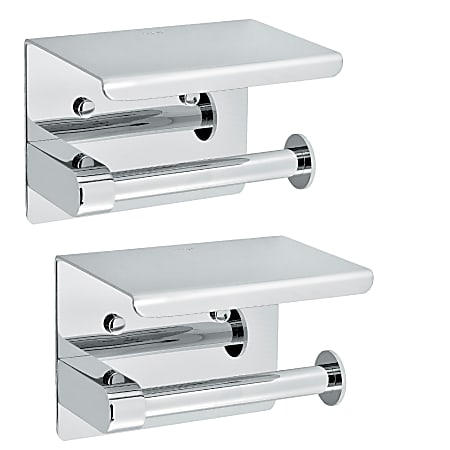 Alpine Single Toilet Paper Holders With Shelf Storage Racks 3 1516 x 5 12 x  3 1316 Chrome Pack Of 2 Holders - Office Depot