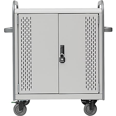 Bretford 36-Unit Device Cart - Lockable Handle - 4 Casters - 5" Caster Size - Polypropylene, Steel, Stainless Steel - 41" Width x 26" Depth x 43" Height - Concrete - For 36 Devices