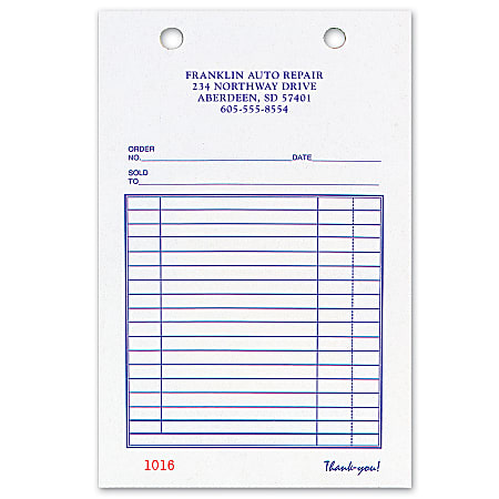 Custom Carbonless Business Forms, Pre-Formatted, All Purpose Forms, 5-3/8&rdquo; x 8 1/2&rdquo;, 2-Part, Box Of 250