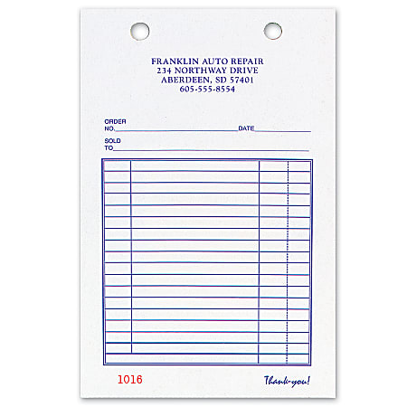 Custom Carbonless Business Forms, Pre-Formatted, All Purpose Forms, 5-3/8” x 8 1/2”, 2-Part, Box Of 250