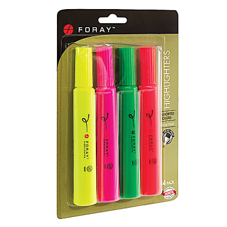 FORAY® Desk-Style Highlighters, Assorted Colors, Pack of 4