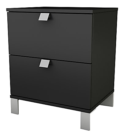 South Shore Spark 2-Drawer Nightstand, 23"H x 19-1/2"W x 17"D, Pure Black