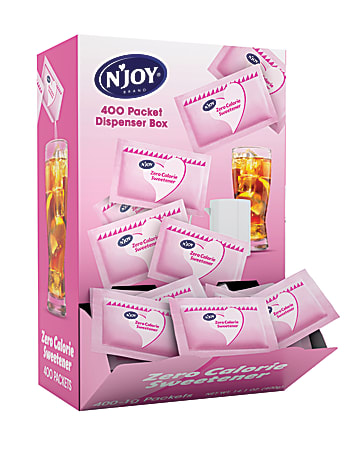 N&#x27;Joy® Saccharine Packets With Dispenser, Pink, Box Of