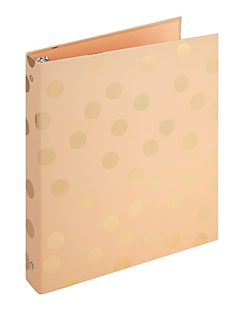 Divoga® Whimsical Wonder Collection Casebound Binder, 1" Rings, Peach/Gold