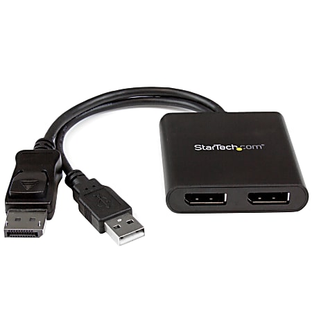 StarTech.com 2-Port Multi Monitor Adapter - DisplayPort 1.2 MST Hub - Dual 4K 30Hz or 1080p - Video Splitter for Windows Extended Desktop