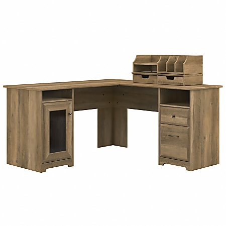 Bush Business Furniture Cabot 60"W L-Shaped Corner Desk With Desktop Organizers, Reclaimed Pine, Standard Delivery