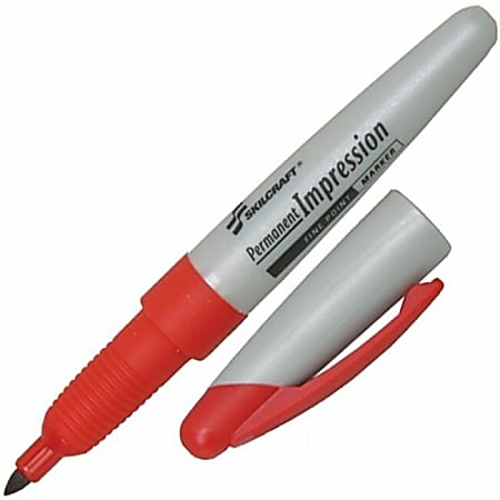 SKILCRAFT Permanent Impressions Fine Tip Permanent Markers Red
