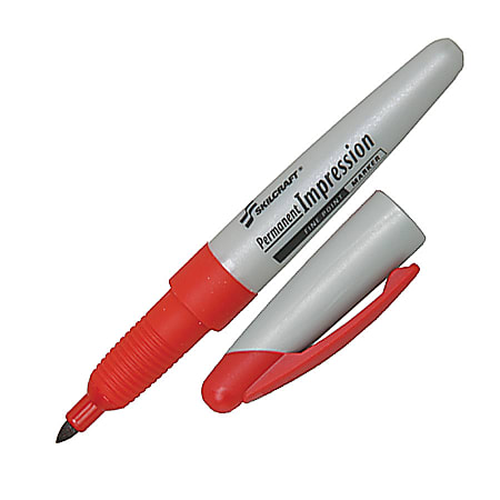 SKILCRAFT Permanent Impressions Fine Tip Permanent Markers Red